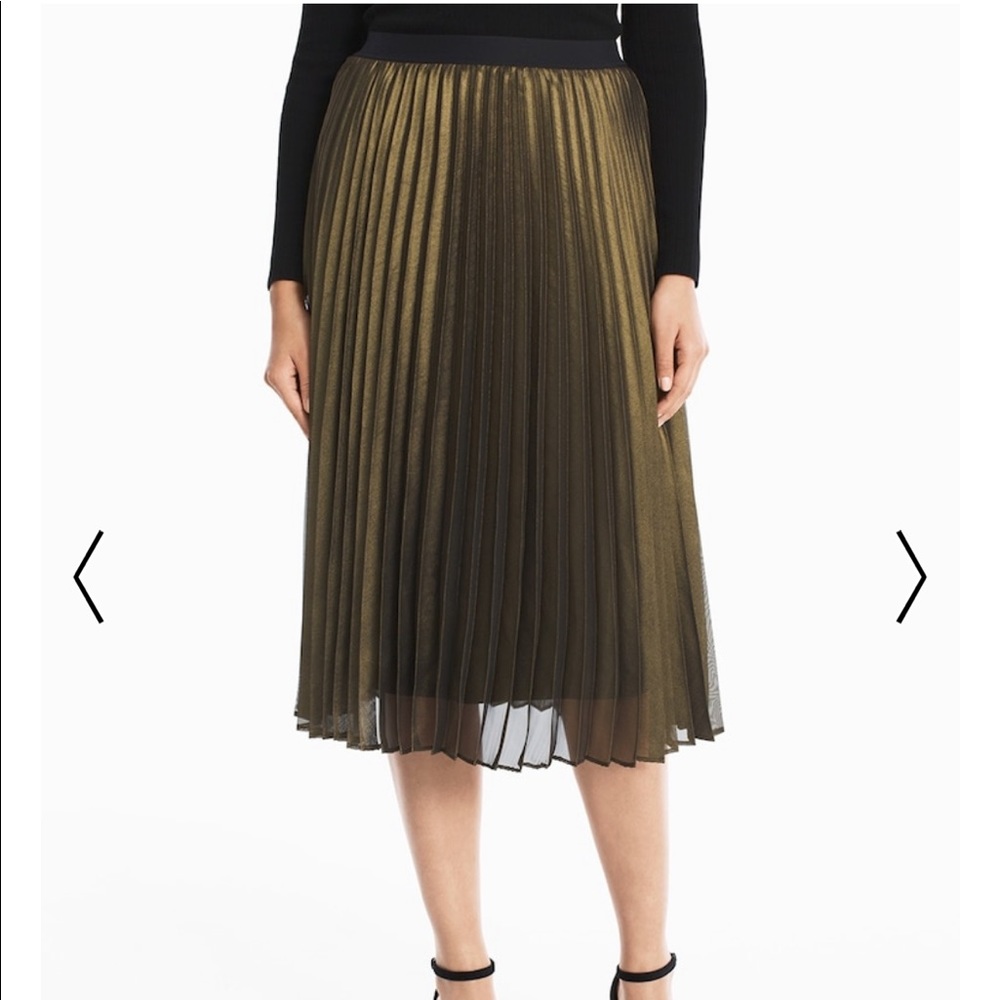 Pleated Metallic MIDI Skirt